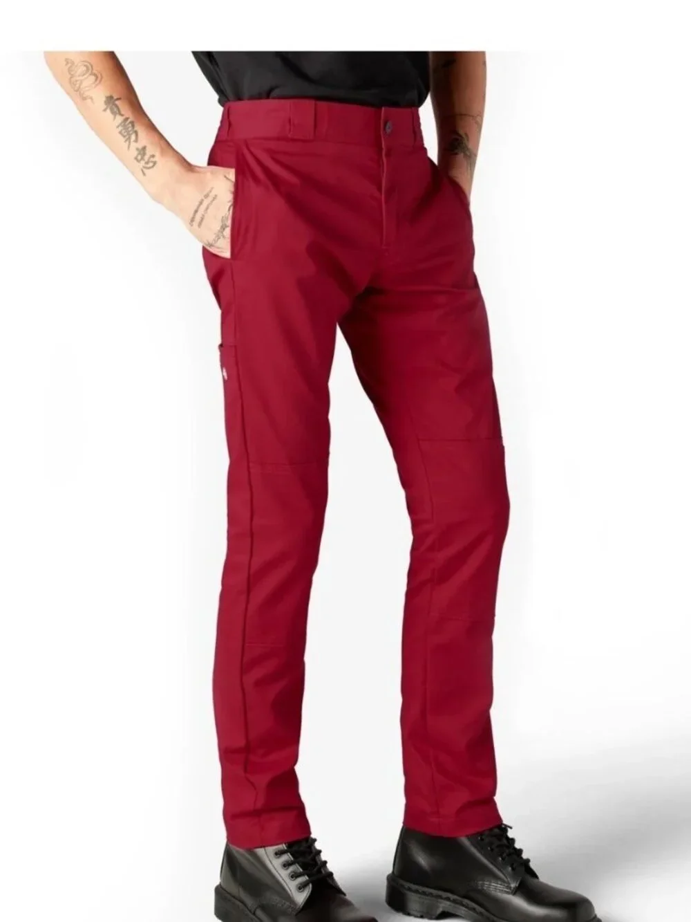 Dickies Men’ Flex Twill Work Red Pant Skinny Fit With Straight Leg Size 38X32